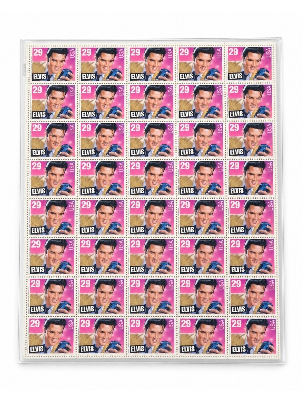 1993 USPS Elvis Presley 29¢ Stamp Sheet of 40 w/ Acrylic Display Stand